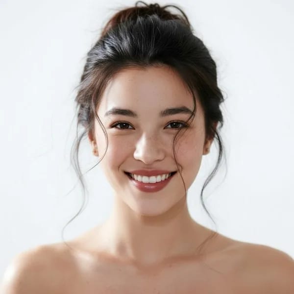 AI 헤어스타일 미리보기 예시: 여성용 헝클어진 번, 다음 헤어컷 전 참고용