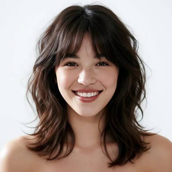 AI 헤어스타일 미리보기 예시: 여성용 샤기컷, 다음 헤어컷 전 참고용