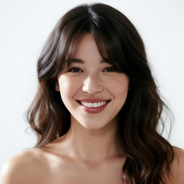 AI 헤어스타일 미리보기 예시: 여성용 사이드뱅, 다음 헤어컷 전 참고용
